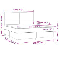 vidaXL Boxspringbett mit Matratze Dunkelgrau 180x200 cm Samt