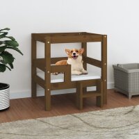 vidaXL Hundebett Honigbraun 55,5x53,5x60 cm Massivholz...