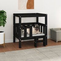 vidaXL Hundebett Schwarz 65,5x43x70 cm Massivholz Kiefer