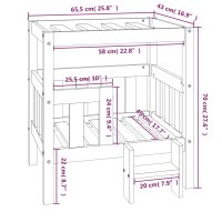 vidaXL Hundebett Schwarz 65,5x43x70 cm Massivholz Kiefer