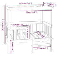 vidaXL Hundebett Schwarz 95,5x73,5x90 cm Massivholz Kiefer