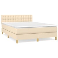 vidaXL Boxspringbett mit Matratze Creme 140x200 cm Stoff