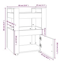 vidaXL K&uuml;chenwagen R&auml;uchereiche 60x45x80 cm Holzwerkstoff