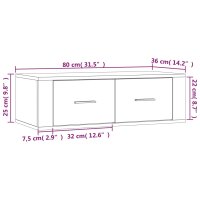 vidaXL TV-Wandschrank Braun Eichen-Optik 80x36x25 cm Holzwerkstoff