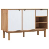 vidaXL Sideboard OTTA Braun&amp;Wei&szlig; 114x43x73,5 cm Massivholz Kiefer