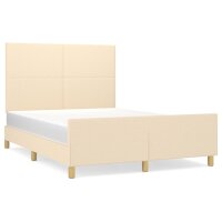 vidaXL Bettgestell mit Kopfteil Creme 140x190 cm Stoff