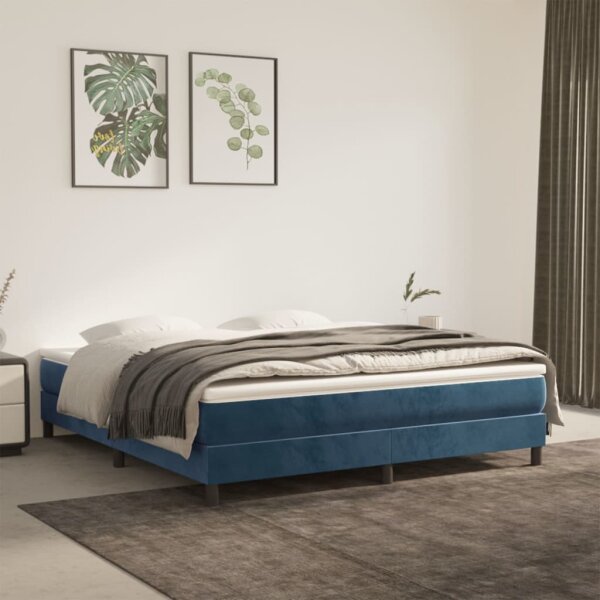 WOWONA Boxspringbett Dunkelblau 180x200 cm Samt