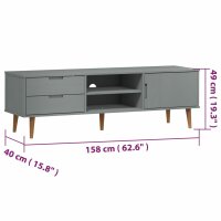 vidaXL TV-Schrank MOLDE Grau 158x40x49 cm Massivholz Kiefer