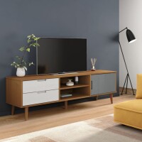 vidaXL TV-Schrank MOLDE Braun 158x40x49 cm Massivholz Kiefer