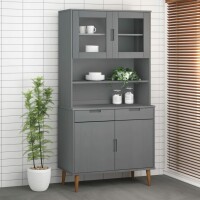 vidaXL Highboard-Oberteil MOLDE Grau 90x35x100 cm...