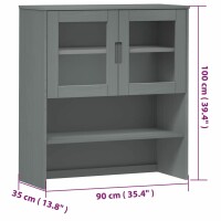 vidaXL Highboard-Oberteil MOLDE Grau 90x35x100 cm Massivholz Kiefer