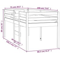 vidaXL Hochbett 75x190 cm Massivholz Kiefer