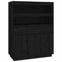 vidaXL Highboard Schwarz 89x40x116,5 cm Massivholz Kiefer