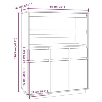 vidaXL Highboard Honigbraun 89x40x116,5 cm Massivholz Kiefer