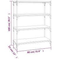 vidaXL B&uuml;cherregal Schwarz 80x33x100 cm Holzwerkstoff und Stahl