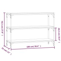 vidaXL B&uuml;cherregal Braun Eiche 100x33x70,5 cm Holzwerkstoff und Stahl