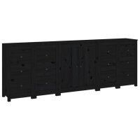 vidaXL Sideboard Schwarz 230x35x80 cm Massivholz Kiefer