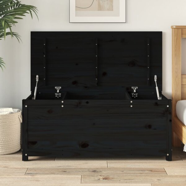 vidaXL Truhe Schwarz 110x50x45,5 cm Massivholz Kiefer