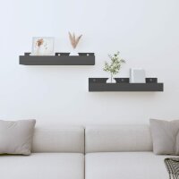vidaXL Wandregale 2 Stk. Grau 50x12x9 cm Massivholz Kiefer