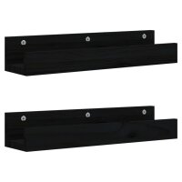 vidaXL Wandregale 2 Stk. Schwarz 50x12x9 cm Massivholz...