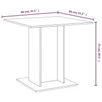 vidaXL Esstisch Grau Sonoma 80x80x75 cm Holzwerkstoff