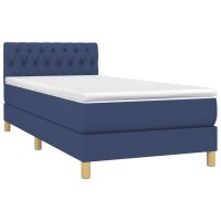 vidaXL Boxspringbett mit Matratze Blau 90x200 cm Stoff