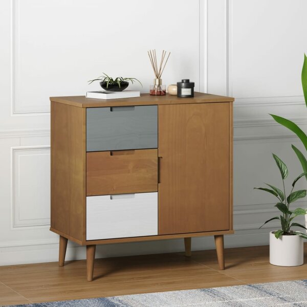 vidaXL Sideboard MOLDE Braun 76,5x40x80 cm Massivholz Kiefer