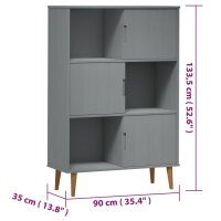 vidaXL B&uuml;cherregal MOLDE Grau 90x35x133,5 cm Massivholz Kiefer