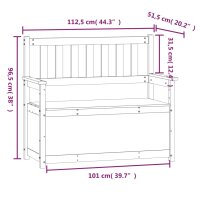 vidaXL Sitzbank Schwarz 112,5x51,5x96,5 cm Massivholz Kiefer