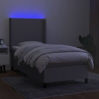 vidaXL Boxspringbett mit Matratze &amp; LED Hellgrau 80x200 cm Stoff