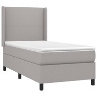 vidaXL Boxspringbett mit Matratze &amp; LED Hellgrau 80x200 cm Stoff