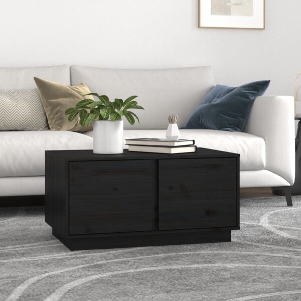 vidaXL Couchtisch Schwarz 80x50x40 cm Massivholz Kiefer