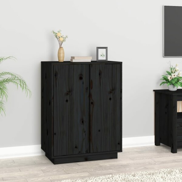 vidaXL Sideboard Schwarz 60x35x80 cm Massivholz Kiefer