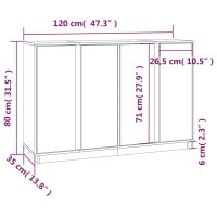 vidaXL Sideboard Grau 120x35x80 cm Massivholz Kiefer