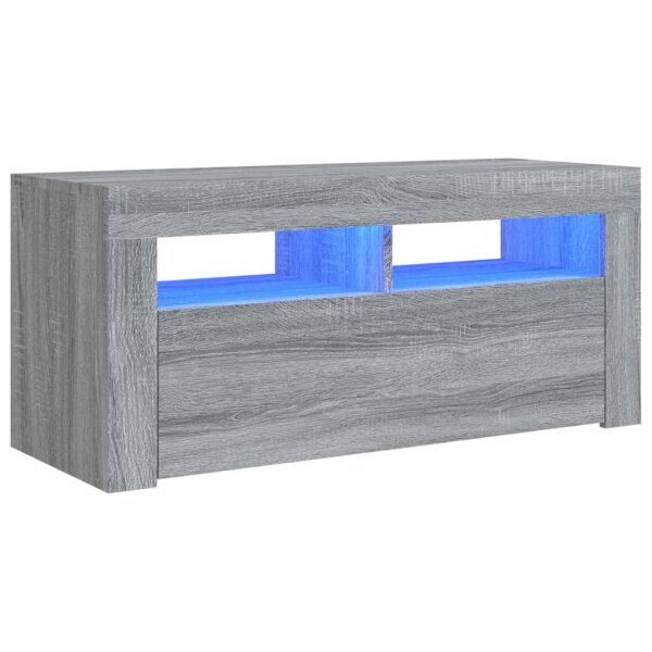 vidaXL TV-Schrank mit LED-Leuchten Grau Sonoma 90x35x40 cm