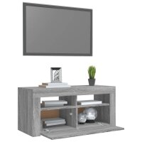 vidaXL TV-Schrank mit LED-Leuchten Grau Sonoma 90x35x40 cm