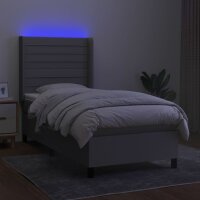 vidaXL Boxspringbett mit Matratze &amp; LED Hellgrau 80x200 cm Stoff