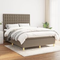 vidaXL Boxspringbett mit Matratze Taupe 140x200 cm Stoff