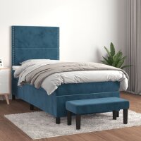 vidaXL Boxspringbett mit Matratze Dunkelblau 80x200 cm Samt