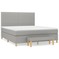 vidaXL Boxspringbett mit Matratze Hellgrau 180x200 cm Stoff