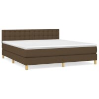 vidaXL Boxspringbett mit Matratze Dunkelbraun 160x200 cm Stoff