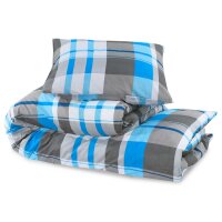 vidaXL Bettw&auml;sche-Set Blau und Grau 200x200 cm Baumwolle