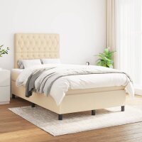 vidaXL Boxspringbett mit Matratze Creme 120x200 cm Stoff