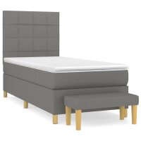 vidaXL Boxspringbett mit Matratze Dunkelgrau 100x200 cm Stoff