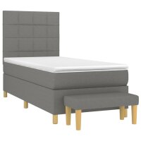 vidaXL Boxspringbett mit Matratze Dunkelgrau 100x200 cm Stoff