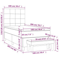 vidaXL Boxspringbett mit Matratze Dunkelgrau 100x200 cm Stoff