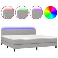 vidaXL Boxspringbett mit Matratze &amp; LED Hellgrau 200x200 cm Stoff