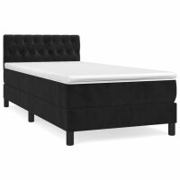 WOWONA Boxspringbett mit Matratze Schwarz 90x200 cm Samt