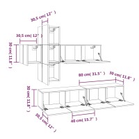 vidaXL 7-tlg. TV-Schrank-Set Grau Sonoma Holzwerkstoff