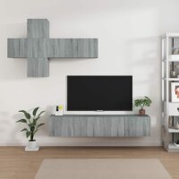 vidaXL 7-tlg. TV-Schrank-Set Grau Sonoma Holzwerkstoff